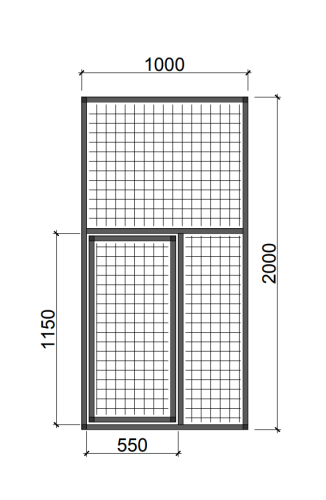 Hliníkový rám s dverami RP7 - Zvoliť typ pletiva: Esafort 19 x 19 x 2,05 mm