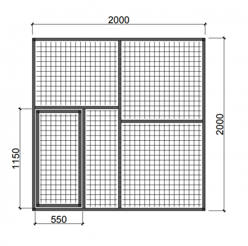 Hliníkový rám s dverami RP8 - Zvoliť typ pletiva: Esafort 12,7 x 12,7 x 1,05 mm
