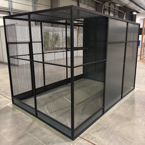 Hliníková voliéra - čierny elox + čierne pletivo